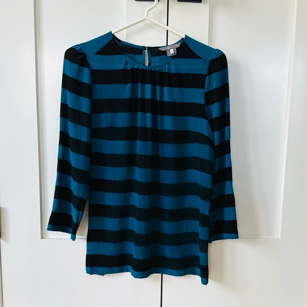Teal and Black Striped Blouse by Tegan